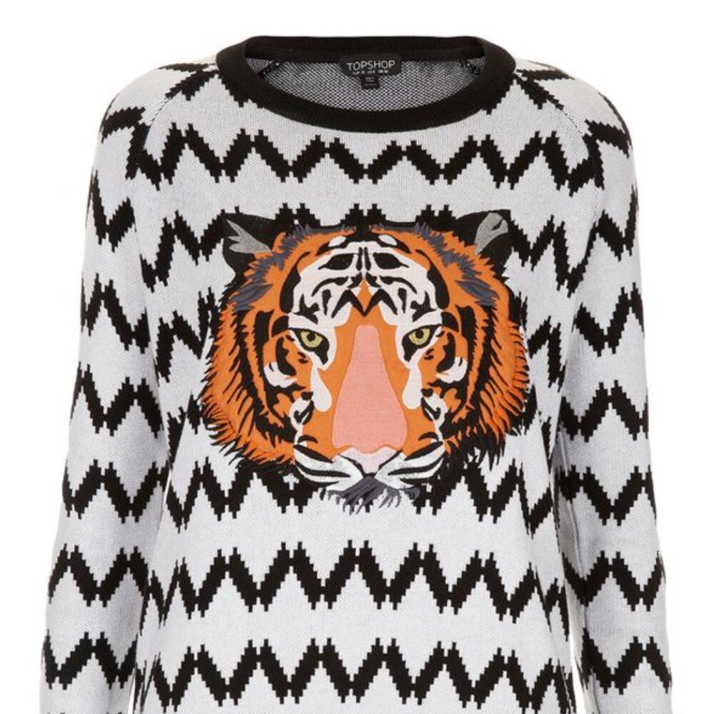 Topshop Black and White Tiger Sweater